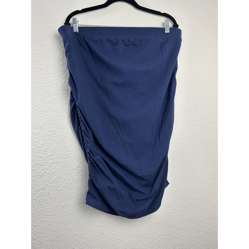 Ingrid And Isabel Women's Navy Blue Ruched Side Stretch Maternity Skirt Size XL